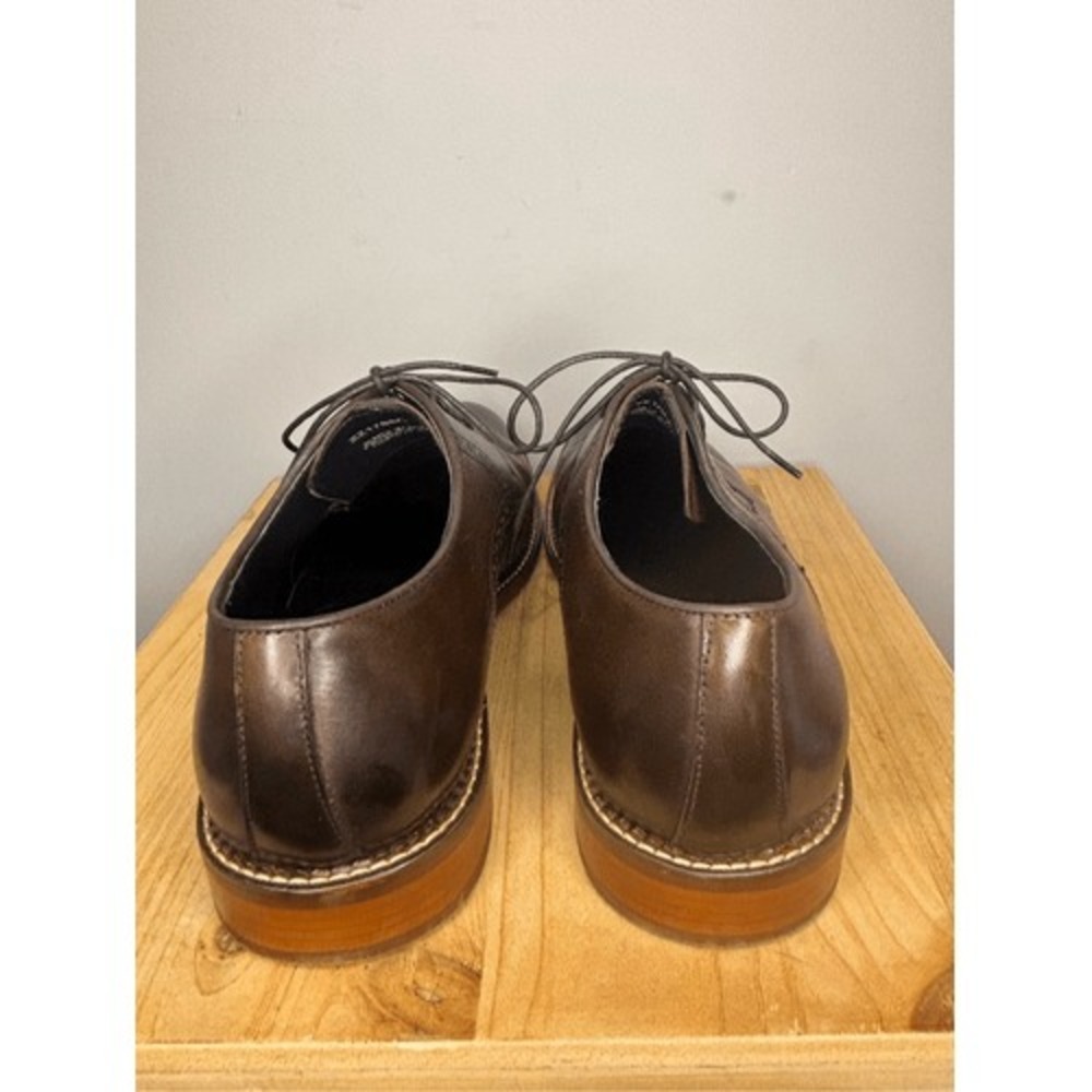 Zanzara Men's Patrice Lace Up Leather Almond Toe Oxford Shoes in Cognac Size 12 - Picture 4 of 7